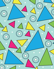 Colorful Geometric Triangle Pattern on Light Aqua Background
