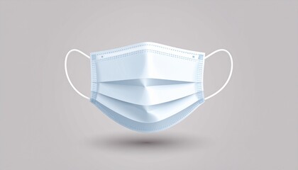 Realistic 3D illustration of a blue medical face mask for virus protection and healthcare hygiene.