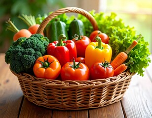Fresh Organic Vegetables in a Basket – Healthy Food Concept

