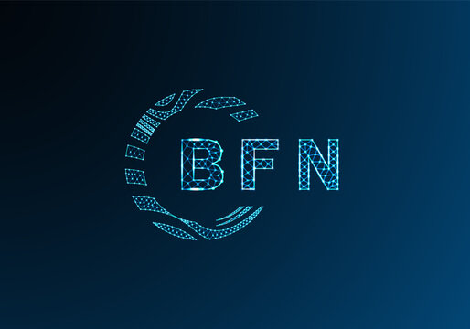 BFN low poly letter logo vector design. BFN lower poly logo design. BFN unique low poly logo design.