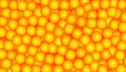Abstract background with a dense cluster of vibrant yellow spheres. Conceptual image of molecules, particles, or cellular structure.