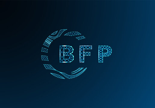 BFP low poly letter logo vector design. BFP lower poly logo design. BFP unique low poly logo design.