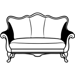 Classic sofa outline – black line art only