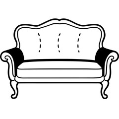 Classic sofa outline – black line art only
