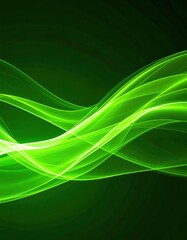 Abstract green wavy lines on black background