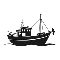 Silhouette Fishing Boat at Sea