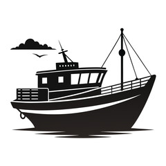 Silhouette Fishing Boat at Sea
