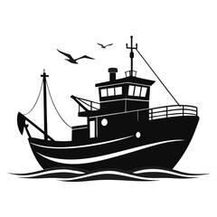 Silhouette Fishing Boat at Sea