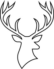 Deer head outline logo vector in flat style, perfect for wildlife apps, nature stores, and survival gear.


