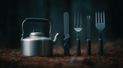 Camping Kettle, Knife & Forks: Outdoor Cooking Essentials
