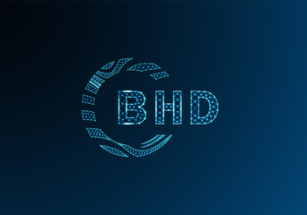 BHD low poly letter logo vector design. BHD lower poly logo design. BHD unique low poly logo design.