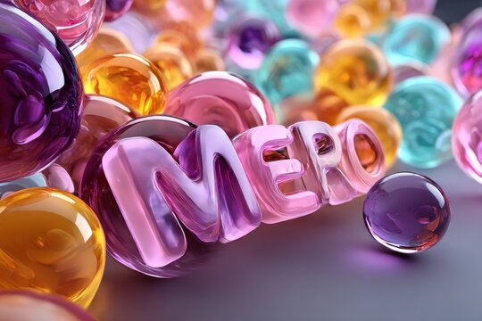 Colorful 3D spheres with word "MERO
