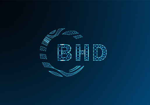 BHD low poly letter logo vector design. BHD lower poly logo design. BHD unique low poly logo design.
