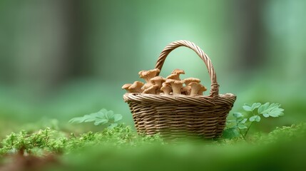 Chanterelle Mushrooms Basket | Forest Foraging Harvest