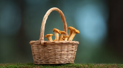 Chanterelle Mushrooms in Basket: Gourmet Food & Cooking