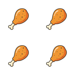 Cartoon Fried Chicken Drumstick Pattern on White Background Food Illustration