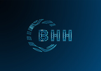 BHH low poly letter logo vector design. BHH lower poly logo design. BHH unique low poly logo design.