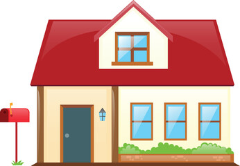 vector illustration of a red and cream house