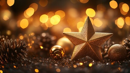 Sparkling decorations with festive lights create a warm holiday ambiance.