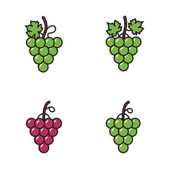 Cartoon Grapes Illustration Featuring Green and Red Varieties on a White Background