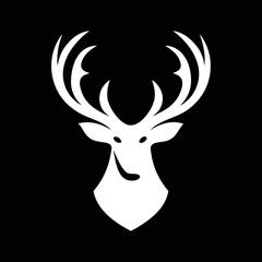 Deer head icon in white silhouette on black, ideal for a luxury wilderness brand design.

