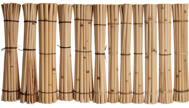 Bundled light brown bamboo sticks