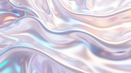 Obraz premium Iridescent, flowing fabric creates an abstract, captivating surface with gentle waves and soft pastel colorations