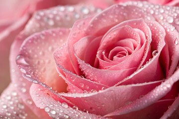 Pink Rose Petals with Dew Macro Detail
