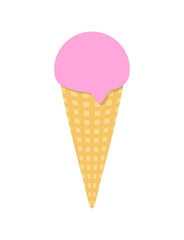 アイスクリーム　イチゴ　コーン　アイス　イラスト