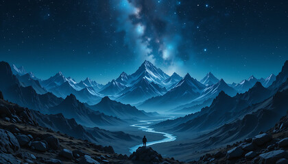 Choti duniya with floating glass mountains under stars