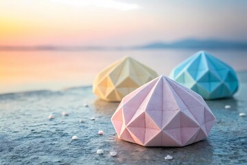 Colourful abstract object on tropical beach sunset background