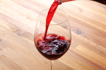 Pouring wine in a wine glass