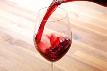 Pouring wine in a wine glass