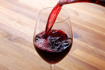 Pouring wine in a wine glass
