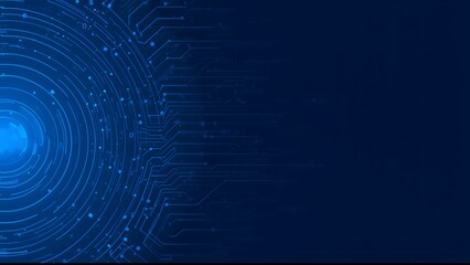 Abstract Blue Digital Data Flow with Circular Element