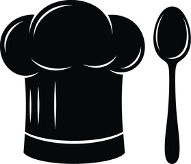 Vector art of a chefs hat and spoon a, ideal for representing the world of cooking