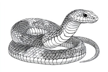 Fototapeta premium Detailed grayscale snake illustration