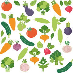 Fresh organic vegetables seamless pattern illustration.