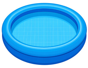 Blue inflatable swimming pool filled with clear water – round portable backyard pool