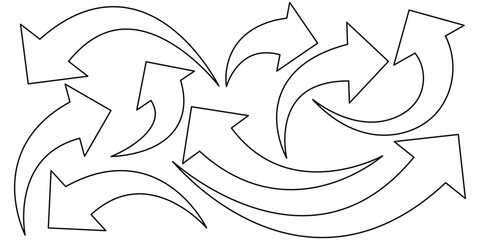  curve arrow icon set on white background. flat style. arrow icon for your web site design, logo, app, UI. arrow indicated the direction symbol. eps 10