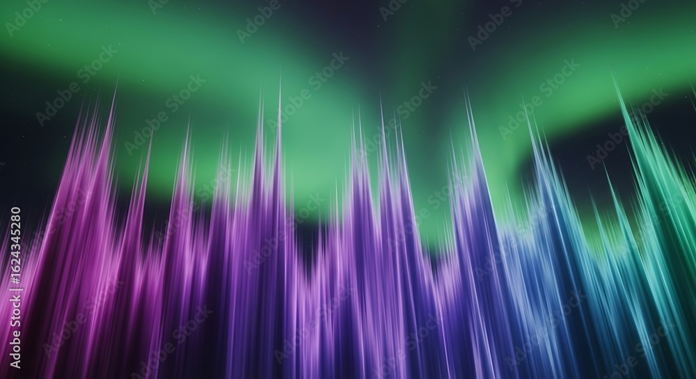 Poster abstract aurora borealis inspired design with vibrant colors and dynamic lines
