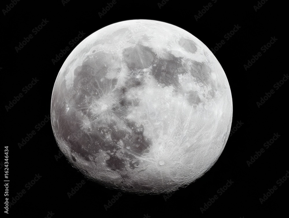Poster high-quality full moon eclipse path with surface details modern celestial design for science educati