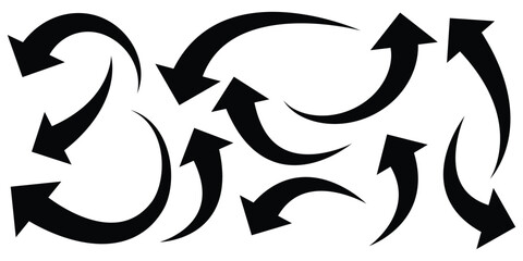  curve arrow icon set on white background. flat style. arrow icon for your web site design, logo, app, UI. arrow indicated the direction symbol. eps 10