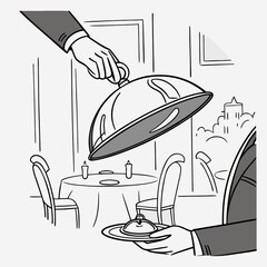 waiter with tray with food