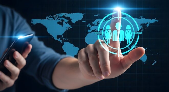 Global business network connection digital technology social media marketing concept