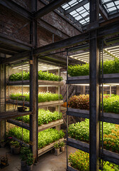 Indoor urban farm, multiple plant levels