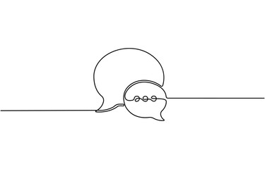 Continuous one line of chat bubble icons, Single line drawing of conversation dialogue bubbles. Chat art for comics, story books and others, Vector illustration.