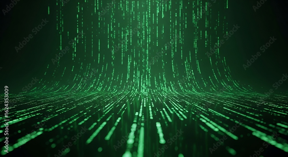 Aufkleber abstract green digital rain data stream background for technology concepts and digital data