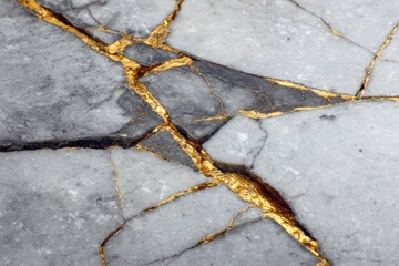 Obraz premium Gray stone with gold-leaf cracks