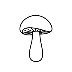 Black and white mushroom drawing on white background, minimalistic art